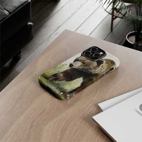 Grizzly Bear in a Field - Impact Resistant Phone Case